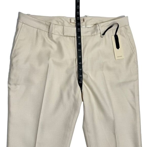 Suistudio NWT 8 Women's Off-White Cotton-Silk Mid-Rise Straight-Leg Trouser Pant - Picture 10 of 14